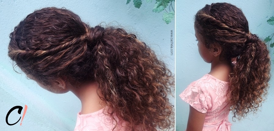 penteado infantil cabelo cacheado para ir a escola