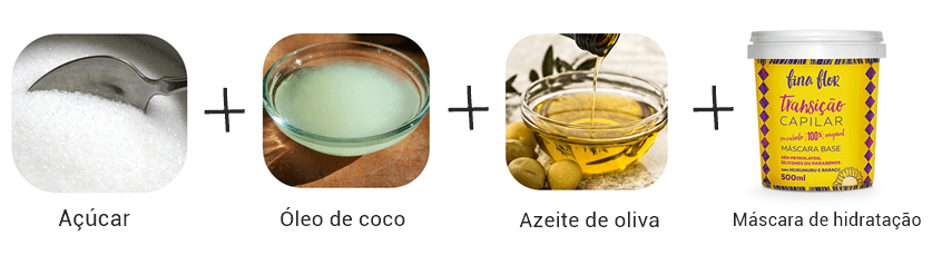 receitas caseiras de hidratação com óleo de coco, azeite de oliva, açúcar e máscara