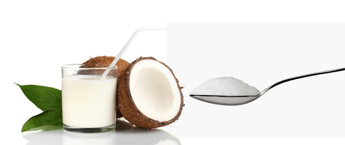 Nutrição de açúcar com leite de coco