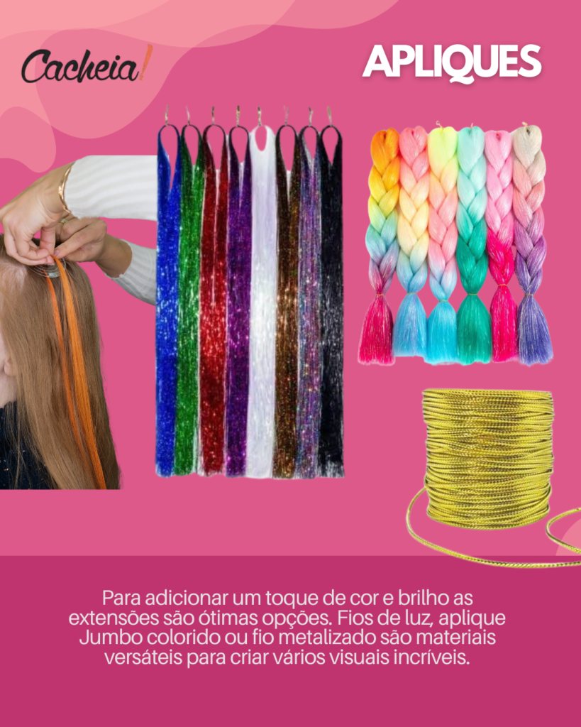 Dia do cabelo maluco penteado com aplique fio de luz ou Jumbo