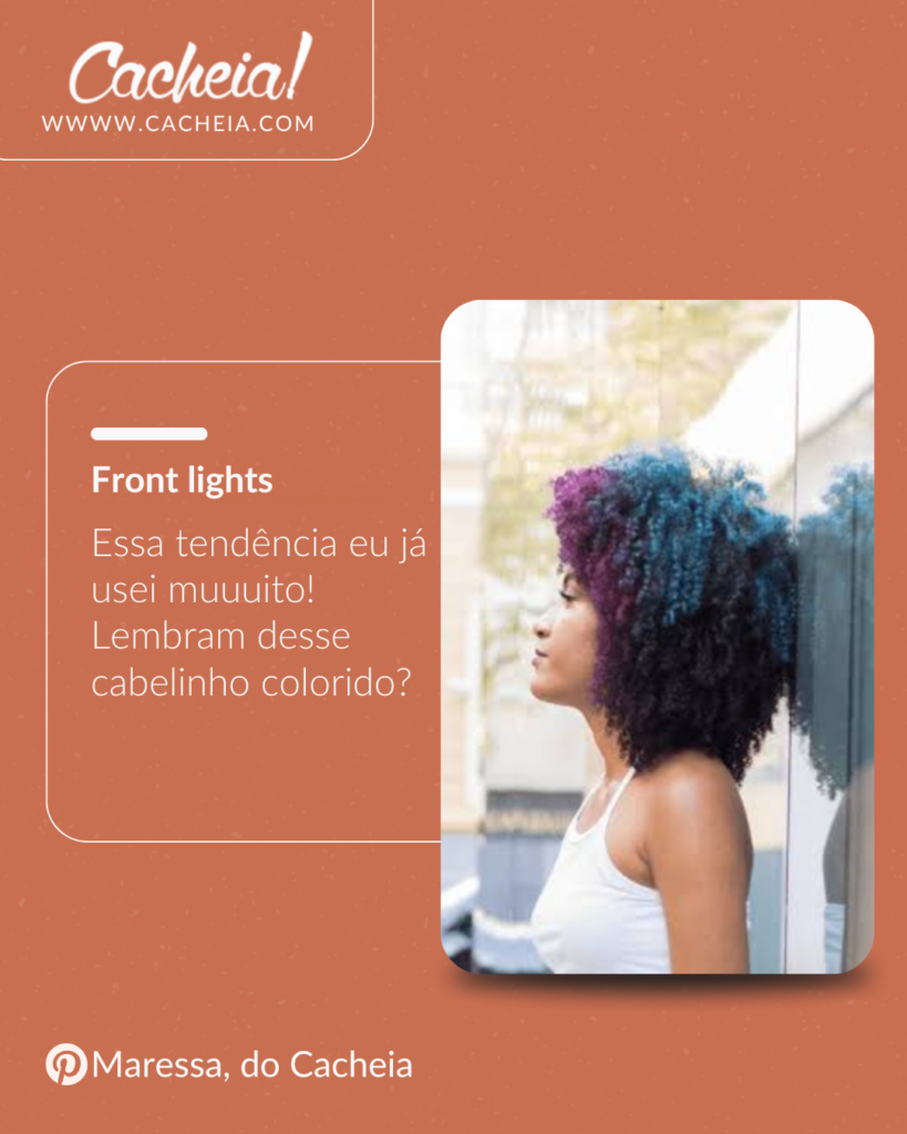 Mechas criativas coloridas para cabelo cacheado 