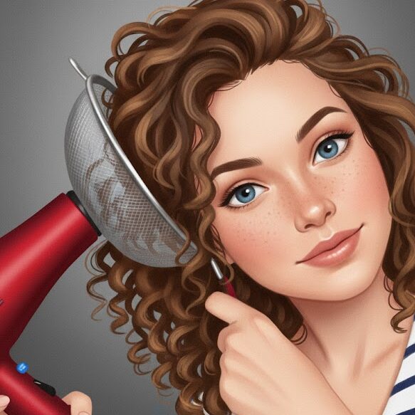 Como secar cabelo cacheado sem difusor usando peneira 