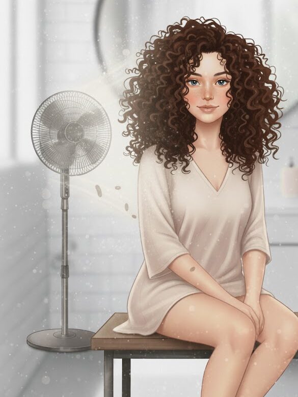 Como secar cabelo cacheado sem difusor usando ventilador 