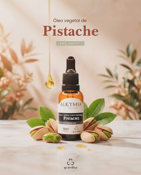 Óleo vegetal de pistache para cabelos cacheados