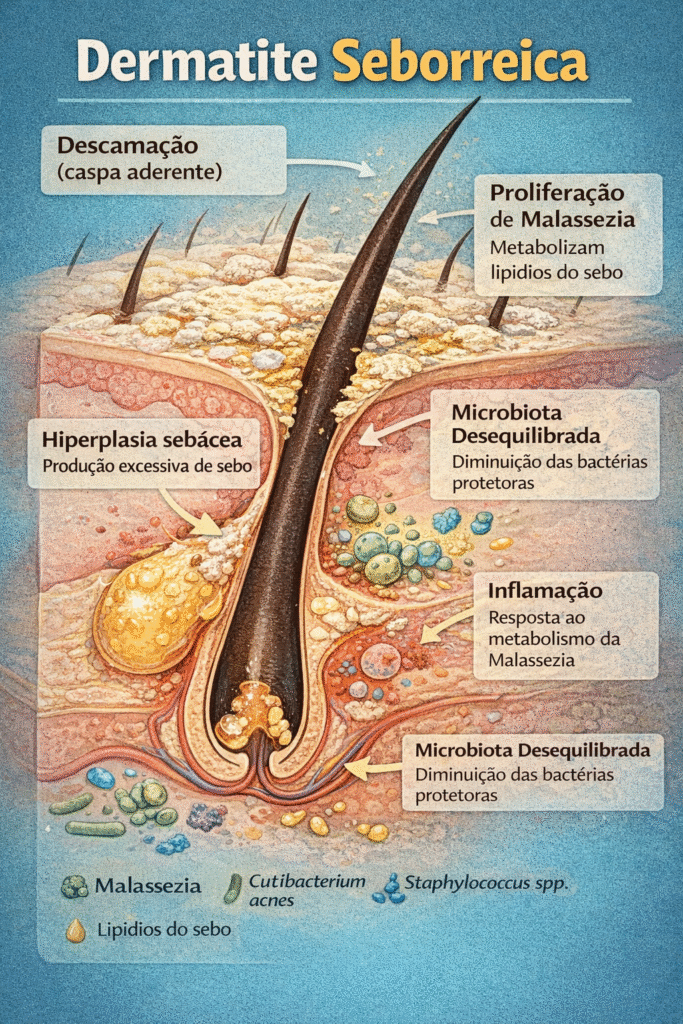 Oleo vegetal para Dermatite seborreica esquema ilustrativo características da dermatite seborreica